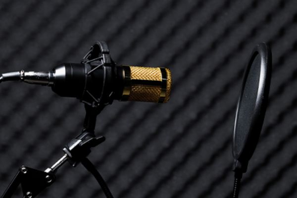 Studiomikrofon vor Akustikschaum