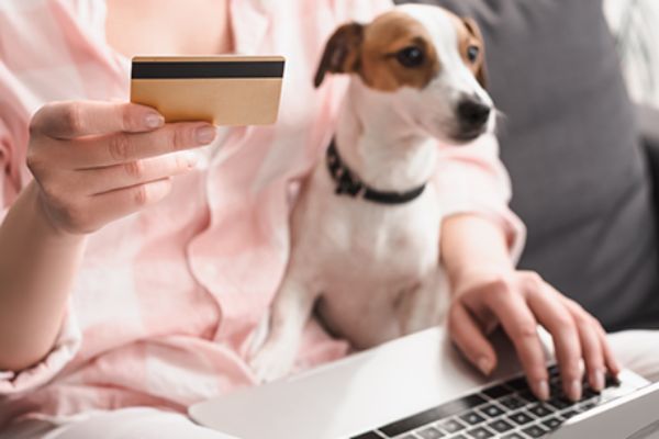 Frau kauft im Internet ein