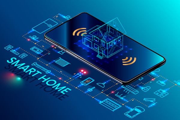 Grafik Smartphone, das Smart Home bedient