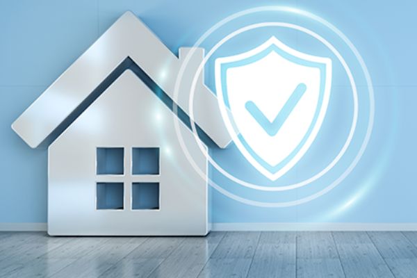 Grafik eines Hauses mit IT-Schutz