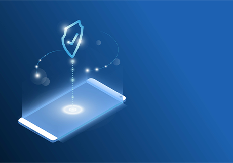 Cybersecurity-Symbol über einem Android-Smartphone