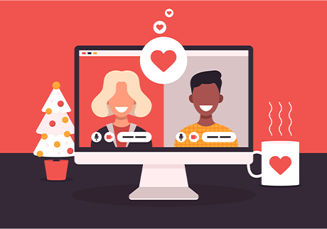 Vektorgrafik Dating App am Monitor