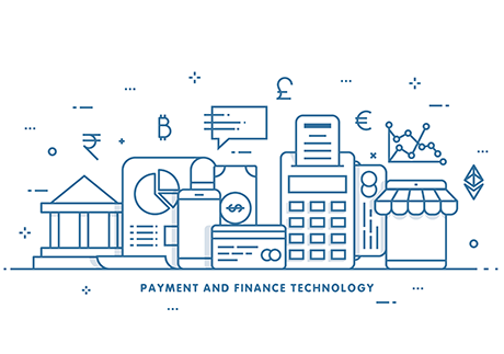 Grafik mit Symbolen von digitalem Geld
