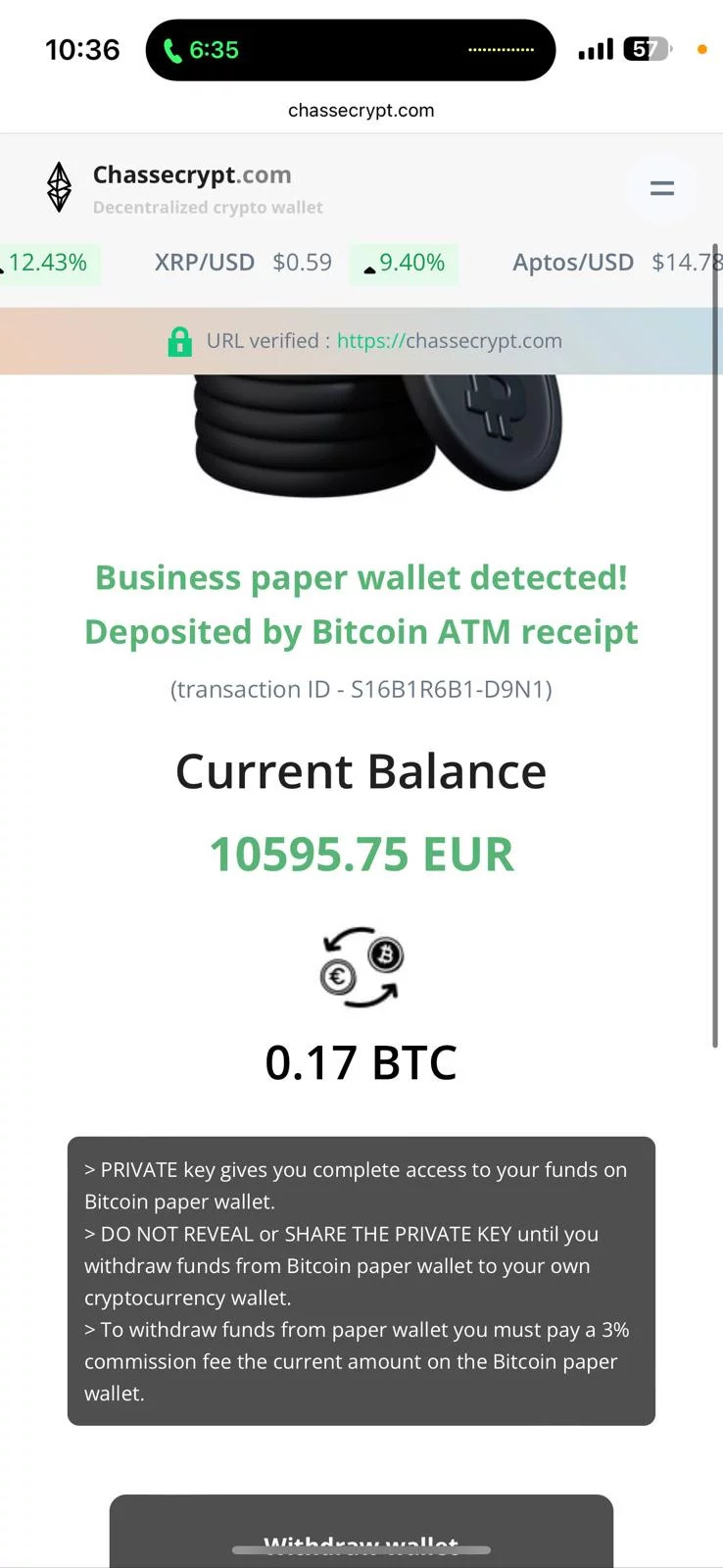 Bitcoin-Wallet Fake-Seite
