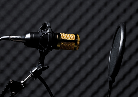 Studiomikrofon vor Akustikschaum 