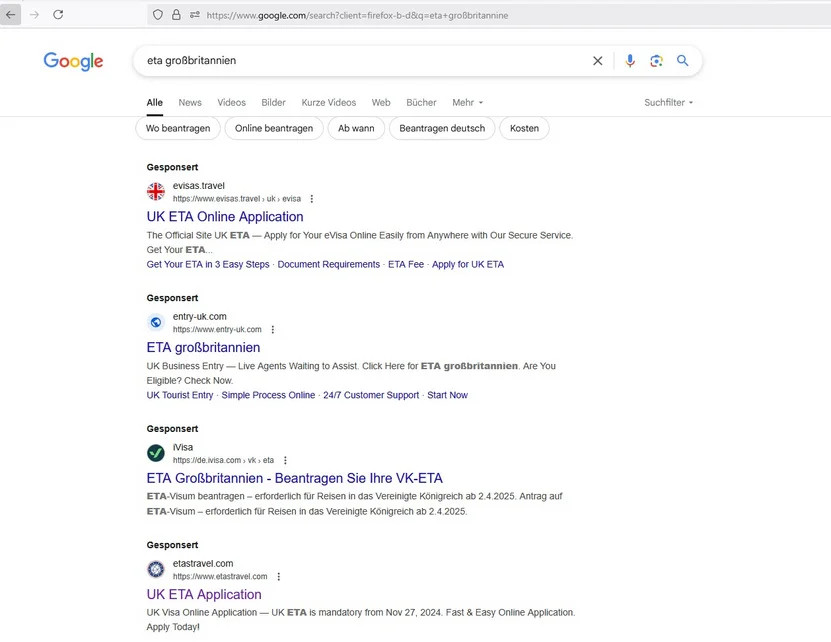 ETA-Googlesuche