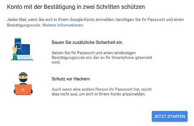 Schützen Sie Ihr Konto mit der Bestätigung in zwei Schritten.