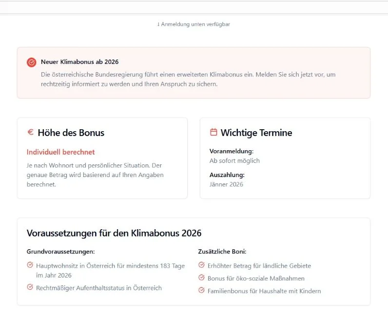 Klimabonus Infopage