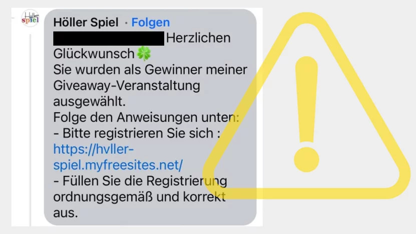 Fake Gewinnbenachrichtigung