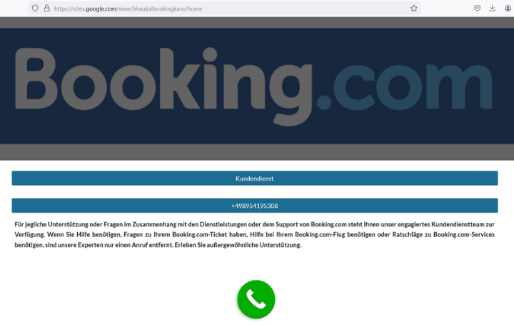 Booking.com betrügerischer Kundendienst