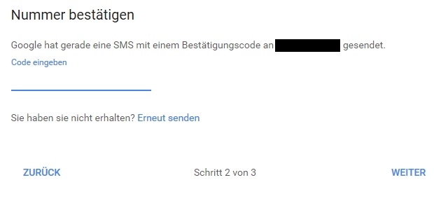 Bestätigen Sie Ihre Nummer.