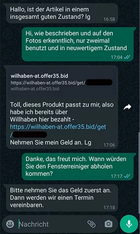 Screenshot WhatsApp Chat Betrug