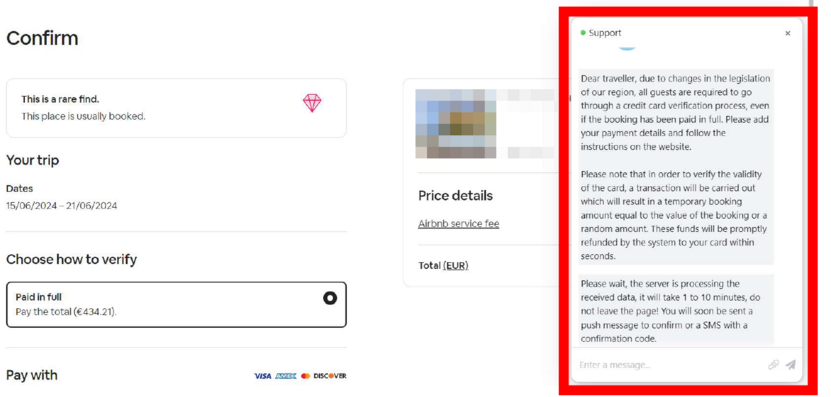 Falscher Verifikationsprozess AirBNB